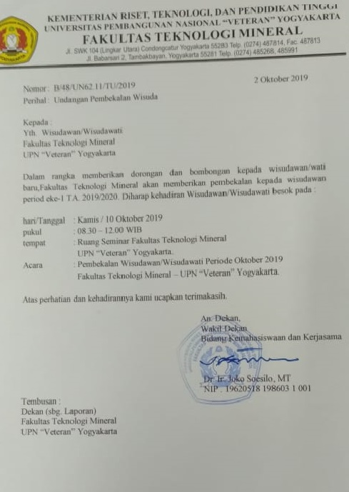 Undangan Pembekalan Wisuda UPN VETERAN Yogyakarta